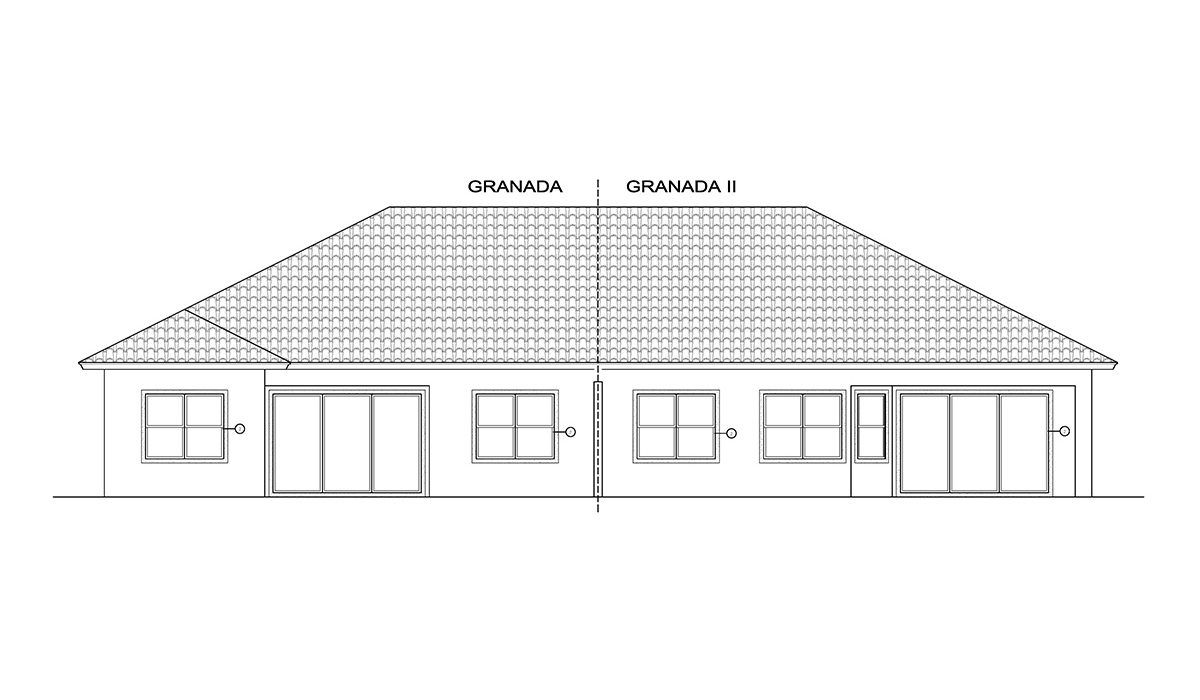 D1-3466 Granada Duplex Rear Elevation
